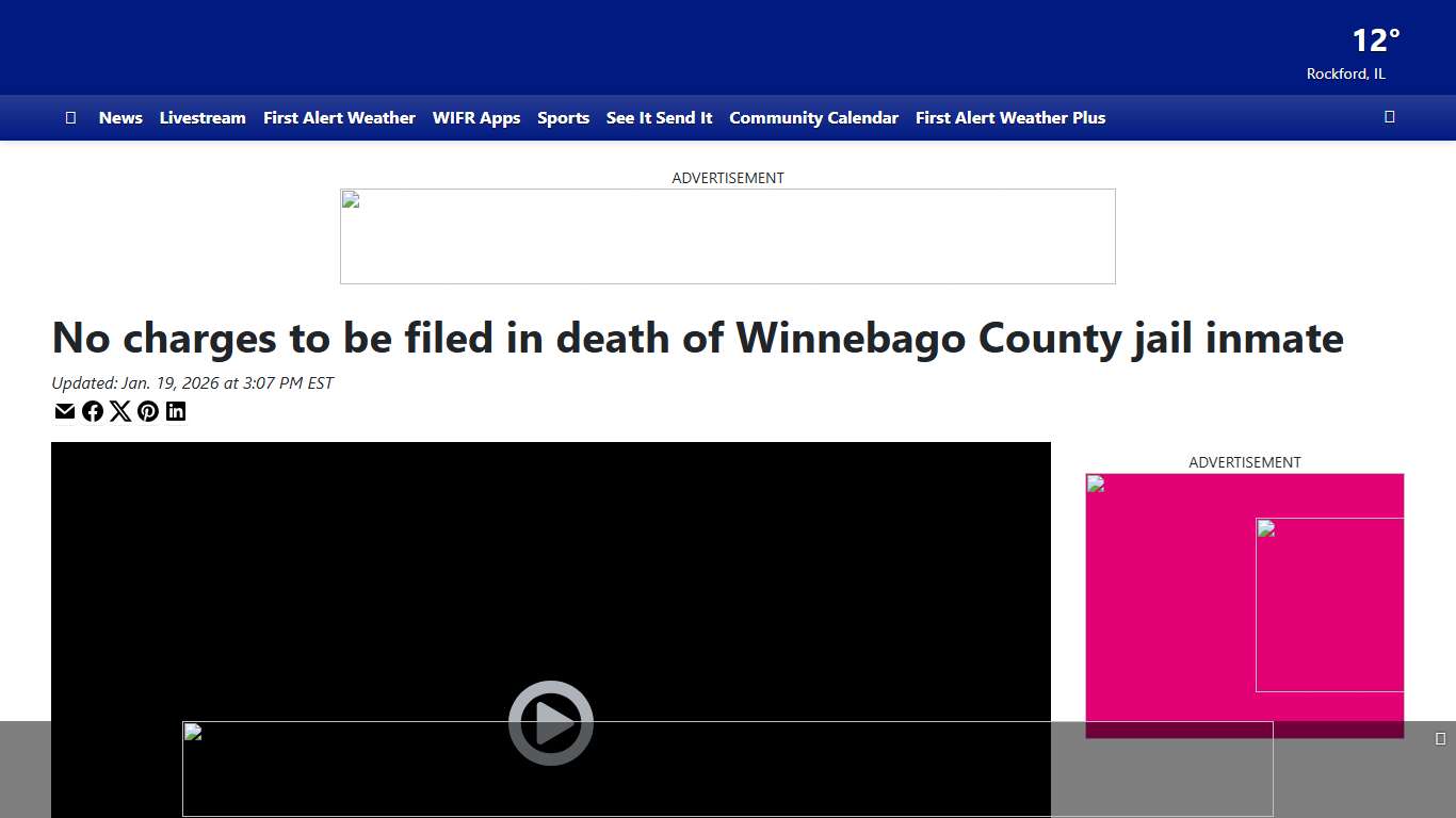 No charges to be filed in death of Winnebago County jail inmate